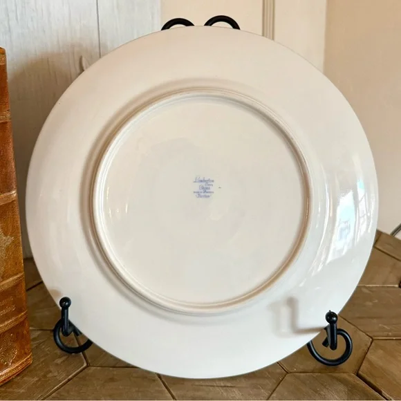 Vintage Set/2 Lamberton Ivory China, “Puritan” Dinner Plates,Fleur de Lis,10.38” - Picture 10 of 11